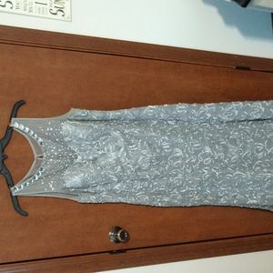 Long Formal Silver/Gray with Sequined/Jeweled top
